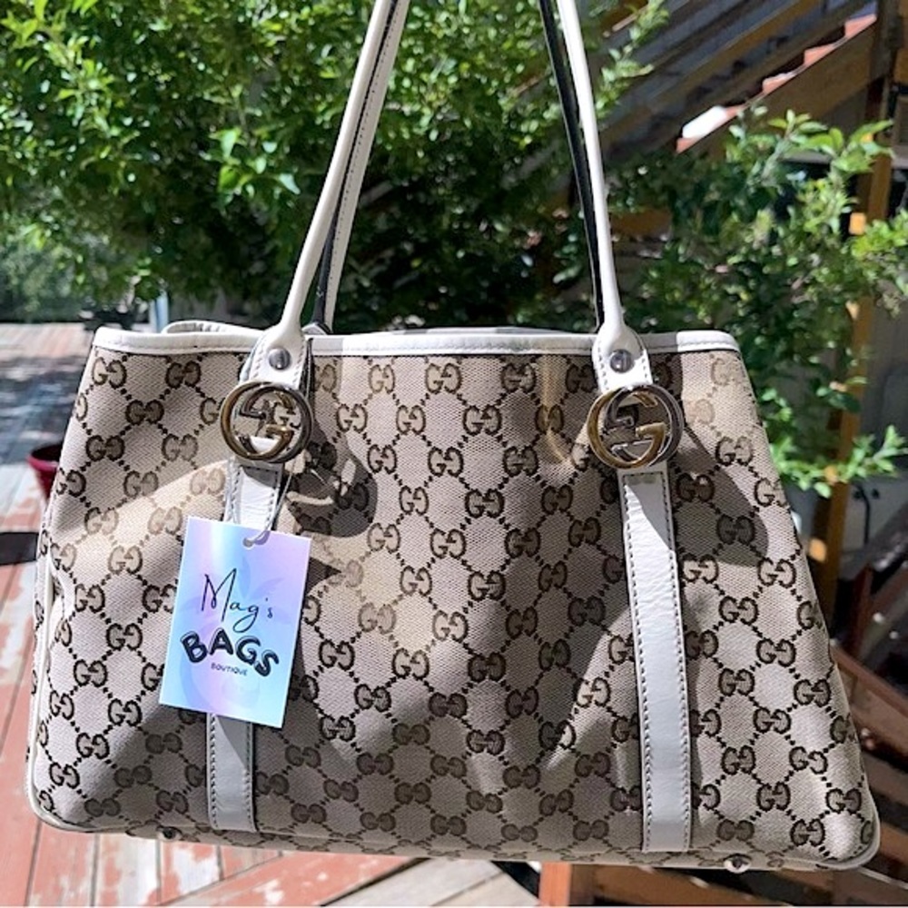 Gucci: Twins GG Monogram Canvas Gold/Silver Tote Bag - Picture 7 of 16